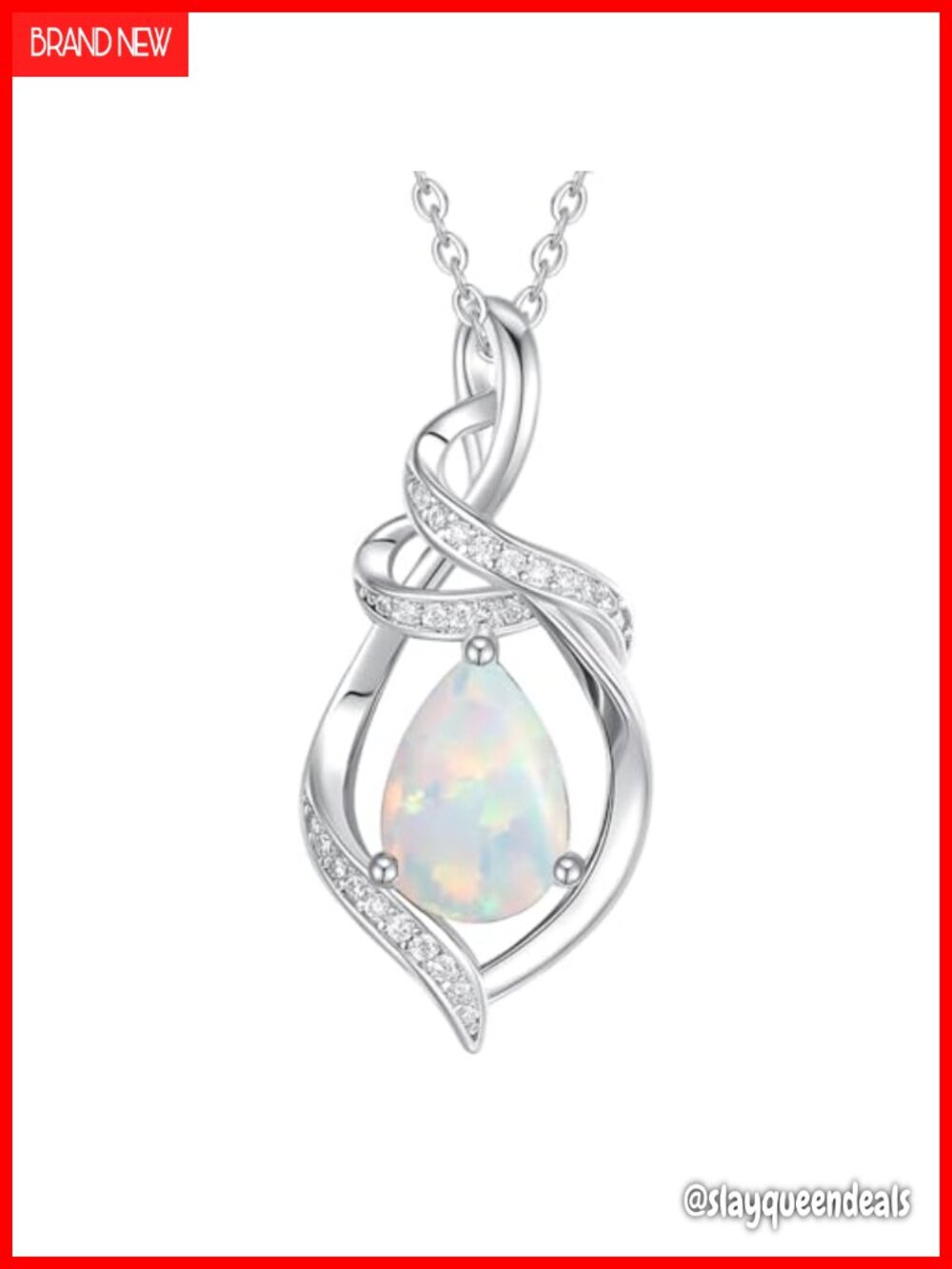 925 Sterling Silver Opal Teardrop Pendant Necklace Ribbon Adjustable 16+2 In